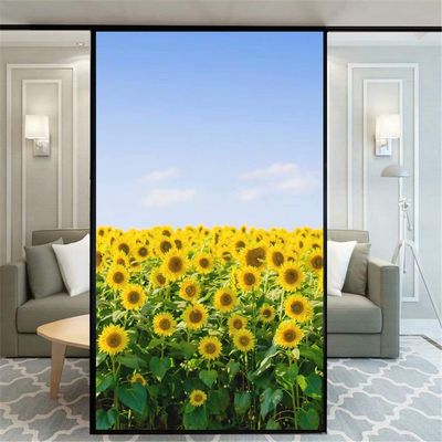 Privacy Window Film Beautiful Sunflower Decorative Non-Adhesive Static Cling Frosted Glass Window Film Window Stickers for Home Office 65x100cm(25.6" x39.4)
