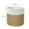 30 x 30 x 30cm Cotton Rope Basket, Woven Storage Basket Round Flower Pot Laundry Hamper Toy Basket Organizer for Living Room Dormitory Bedroom Room Office (Beige and White) view 2