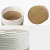 30 x 30 x 30cm Cotton Rope Basket, Woven Storage Basket Round Flower Pot Laundry Hamper Toy Basket Organizer for Living Room Dormitory Bedroom Room Office (Beige and White) view 4