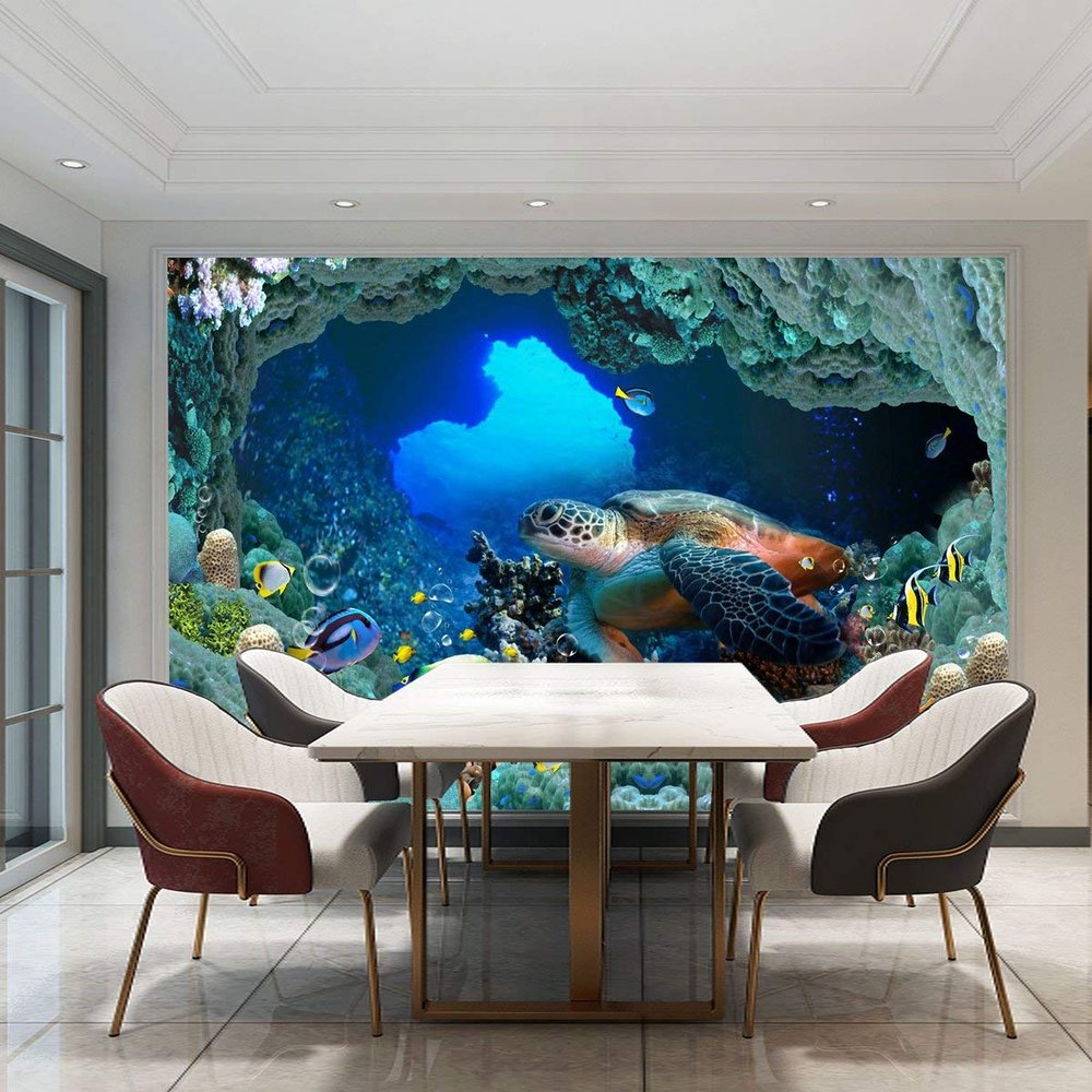 Niwo ART - Sea World B, Removable Wall Mural | Self-Adhesive Large Wallpaper (96"x144")