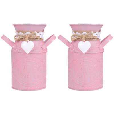 DOITOOL 2pcs Vintage Iron Flower Pot Rustic Planter for Home Decor and Weddings Decorative Bucket for and Floral Arrangements