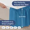 Wrap Around Dust Ruffle Bed Skirt - Denim Blue - Twin/Twin XL Size Beds with 24 Inch Drop - Elastic Strap - Adjustable Pleated Bedskirt with Brushed Fabric and Wrinkle Free - Women, Men, Kids & Teens view 4