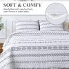 Andency White King Size Quilt Set, 3 Pieces Boho Lightweight Soft Striped Bedspread for All Season (106"x96"), Printed Bohemian Microfiber Reversible Coverlet Comforter Sets view 3