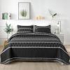 Andency Black California King Quilt Set, 3 Pieces Boho Lightweight Soft Striped Cal King Bedspread for All Season (112"x104"), Printed Bohemian Microfiber Reversible Coverlet Comforter Sets view 1