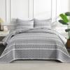 Andency California King Quilt Set Grey, 3 Pieces Boho Lightweight Soft Striped Cal King Bedspread for All Season (112"x104"), Gray Printed Bohemian Microfiber Reversible Coverlet Comforter Sets view 1