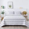 Andency White Quilts Queen Size, 3 Pieces Queen Quilt Bedding Set Boho Lightweight Soft Striped Bedspread for All Season (90"x96"), Printed Bohemian Polyester Reversible Coverlet Comoforter Sets view 1