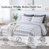 Andency White Quilts Queen Size, 3 Pieces Queen Quilt Bedding Set Boho Lightweight Soft Striped Bedspread for All Season (90"x96"), Printed Bohemian Polyester Reversible Coverlet Comoforter Sets view 2