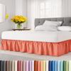 Wrap Around Dust Ruffle Bed Skirt - Coral - for Full Size Beds with 15 Inch Drop - Easy Fit Elastic Strap - Adjustable Pleated Bedskirt w/Brushed Fabric - Wrinkle Free - for Women, Men, Kids & Teens view 1