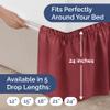 Wrap Around Dust Ruffle Bed Skirt - Burgundy - for Full Size Beds with 24 Inch Drop - Easy Fit Elastic Strap - Adjustable Pleated Bedskirt w/Brushed Fabric Wrinkle Free - for Women, Men, Kids & Teens view 4