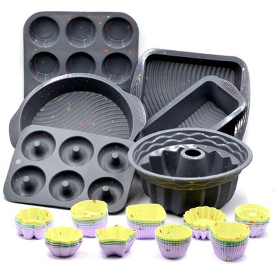 51PCS Silicone Bakeware Set Silicon Cake Molds Set For Baking, Including Baking Pan, Cake Mold, Cake Pan, Toast Mold, Muffin Pan, Donut Pan, And Cupcake Mold Silicone Baking Cups Set