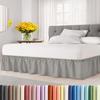 Wrap Around Dust Ruffle Bed Skirt - Light Grey - for Full Size Beds with 24 Inch Drop - Elastic Strap - Adjustable Pleated Bedskirt with Brushed Fabric and Wrinkle Free - for Women, Men, Kids & Teens view 1