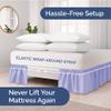 Wrap Around Dust Ruffle Bed Skirt - Lavender - for Full Size Beds with 18 Inch Drop - Easy Fit Elastic Strap - Adjustable Pleated Bedskirt w/Brushed Fabric Wrinkle Free - for Women, Men, Kids & Teens view 2