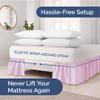 Wrap Around Dust Ruffle Bed Skirt - Light Pink - for Full Size Beds with 15 Inch Drop - Elastic Strap - Adjustable Pleated Bedskirt with Brushed Fabric and Wrinkle Free - for Women, Men, Kids & Teens view 2