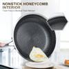 MICHELANGELO Stainless Steel Frying Pan Set with Lids, 9.5 & 11 Inch Frying Pans Nonstick, Stainless Steel Fry Pan Set, Honeycomb Pans for Cooking, Skillet with Lid - Induction Compatible view 2