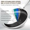 MICHELANGELO Stainless Steel Frying Pan Set with Lids, 9.5 & 11 Inch Frying Pans Nonstick, Stainless Steel Fry Pan Set, Honeycomb Pans for Cooking, Skillet with Lid - Induction Compatible view 3