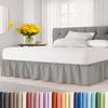 Wrap Around Dust Ruffle Bed Skirt - Light Grey - for Full Size Beds with 12 Inch Drop - Elastic Strap - Adjustable Pleated Bedskirt with Brushed Fabric and Wrinkle Free - for Women, Men, Kids & Teens view 1