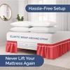 Wrap Around Dust Ruffle Bed Skirt - Red - for Full Size Beds with 12 Inch Drop - Easy Fit Elastic Strap - Adjustable Pleated Bedskirt w/Brushed Fabric - Wrinkle Free - for Women, Men, Kids & Teens view 2