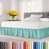 Wrap Around Dust Ruffle Bed Skirt - Spa Blue - for Full Size Beds with 18 Inch Drop - Easy Fit Elastic Strap - Adjustable Pleated Bedskirt w/Brushed Fabric Wrinkle Free - for Women, Men, Kids & Teens view 1