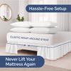 Wrap Around Dust Ruffle Bed Skirt - White - for Full Size Beds with 12 Inch Drop - Easy Fit Elastic Strap - Adjustable Pleated Bedskirt w/Brushed Fabric - Wrinkle Free - for Women, Men, Kids & Teens view 2