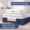 Wrap Around Dust Ruffle Bed Skirt - Navy Blue - Twin/Twin XL Size Beds with 18 Inch Drop - Elastic Strap - Adjustable Pleated Bedskirt with Brushed Fabric and Wrinkle Free - Women, Men, Kids & Teens view 2