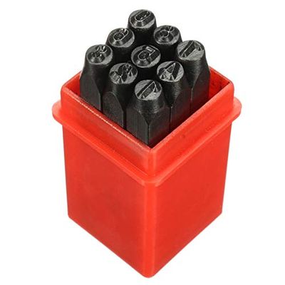TopHomer 5mm Number Steel Punch Stamp Set, 9 Piece Stamping Punch with Storage Case for Metal Keys Crafts Leather