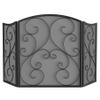 Fire Beauty Fireplace Screen 3 Panel Wrought Iron Metal 48"(L) x30(H) Spark Guard Cover(Sanded Black) view 3