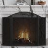 Fire Beauty Fireplace Screen 3 Panel Wrought Iron Metal 48"(L) x30(H) Spark Guard Cover(Sanded Black) view 4