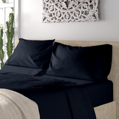 Femini Fashion Top Split-Head Queen Sheet Set for 28" Split Head Adjustable Bed, FlexTop 1000 Thread Count 100% Long Staple Egyptian Cotton, 28" Deep Pockets |Navy Blue, Split-Head Queen - 28|