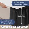 Wrap Around Dust Ruffle Bed Skirt - Black - for King Size Beds with 21 Inch Drop - Easy Fit Elastic Strap - Adjustable Pleated Bedskirt w/Brushed Fabric - Wrinkle Free - for Women, Men, Kids & Teens view 4