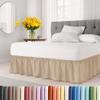 Wrap Around Dust Ruffle Bed Skirt - Cream - for King Size Beds with 18 Inch Drop - Easy Fit Elastic Strap - Adjustable Pleated Bedskirt w/Brushed Fabric - Wrinkle Free - for Women, Men, Kids & Teens view 1