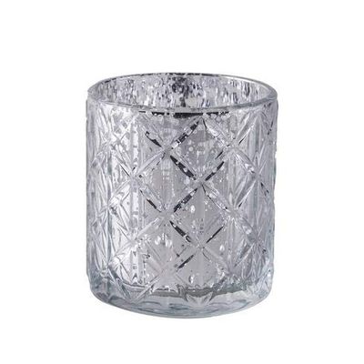 6 pcs 3" Silver Metallic Geometric Design Mercury Glass Votive Candle Holders Wedding Reception Events Centerpieces