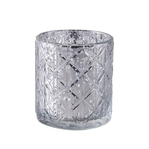 6 pcs 3" Silver Metallic Geometric Design Mercury Glass Votive Candle Holders Wedding Reception Events Centerpieces