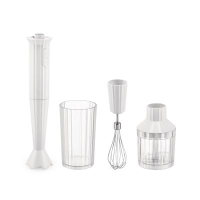 Alessi Pliss MDL10SW/US - Hand Blender with Measuring Jug, Whisk and Chopper in Thermoplastic Resin, US Plug 200W, White