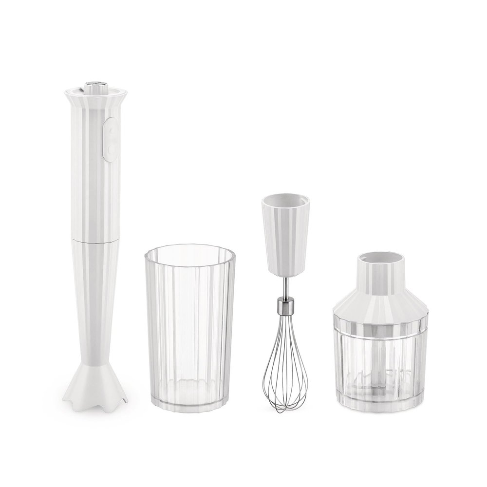 Alessi Pliss MDL10SW/US - Hand Blender with Measuring Jug, Whisk and Chopper in Thermoplastic Resin, US Plug 200W, White