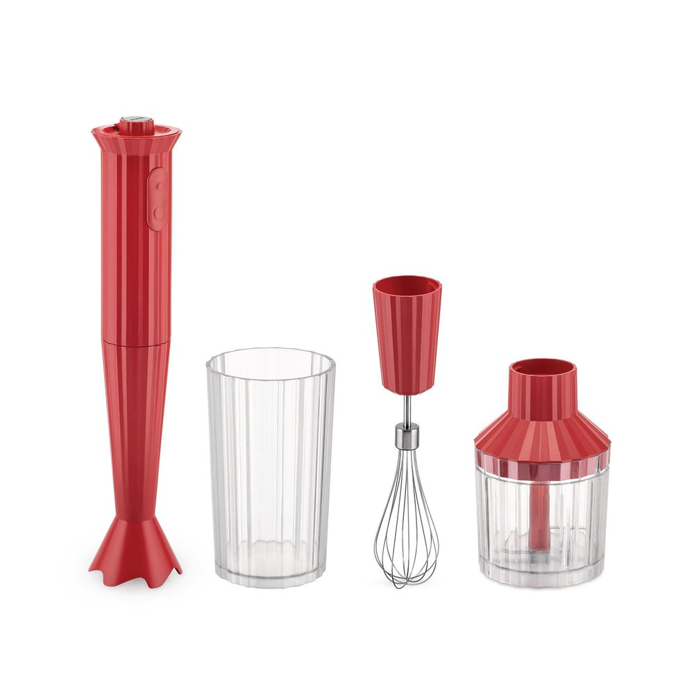 Alessi Pliss MDL10SR/US - Hand Blender with Measuring Jug, Whisk and Chopper in Thermoplastic Resin, US Plug 200W, Red
