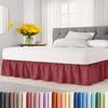 Wrap Around Dust Ruffle Bed Skirt - Burgundy - for King Size Beds with 18 Inch Drop - Easy Fit Elastic Strap - Adjustable Pleated Bedskirt w/Brushed Fabric Wrinkle Free - for Women, Men, Kids & Teens view 1