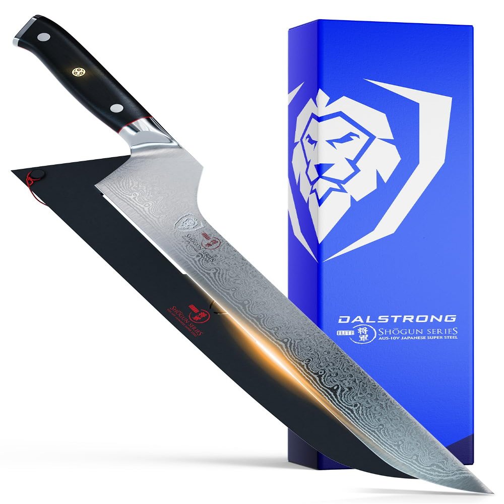Dalstrong Slicing & Carving Knife - Offset Blade - 12 inch - Shogun Series ELITE - Japanese AUS-10V Super Steel Kitchen Knife - Damascus - Vacuum Treated - Sheath - Bread Knife, Ham Slicer