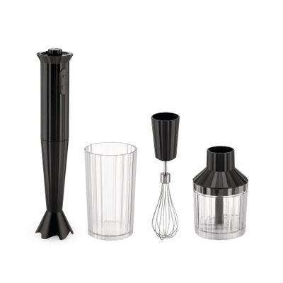 Alessi Pliss MDL10SB/US - Hand Blender with Measuring Jug, Whisk and Chopper in Thermoplastic Resin, US Plug 200W, Black