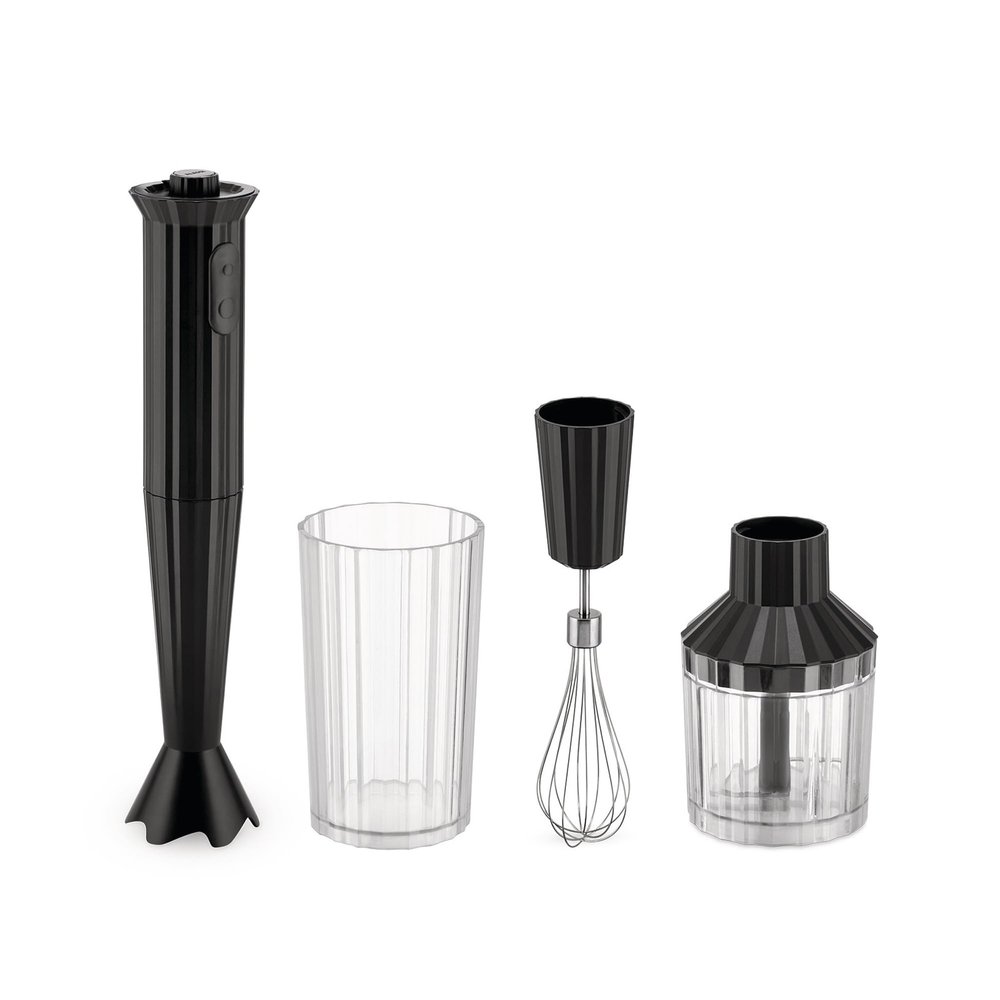 Alessi Pliss MDL10SB/US - Hand Blender with Measuring Jug, Whisk and Chopper in Thermoplastic Resin, US Plug 200W, Black
