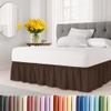 Wrap Around Dust Ruffle Bed Skirt - Brown - for King Size Beds with 15 Inch Drop - Easy Fit Elastic Strap - Adjustable Pleated Bedskirt w/Brushed Fabric - Wrinkle Free - for Women, Men, Kids & Teens view 1