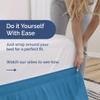 Wrap Around Dust Ruffle Bed Skirt - Denim Blue - for King Size Beds with 12 Inch Drop - Elastic Strap - Adjustable Pleated Bedskirt with Brushed Fabric and Wrinkle Free - for Women, Men, Kids & Teens view 3