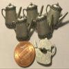 6 Silver Tone Metal Shank Buttons 13/16" 20.5mm Wide Kettle Teapot 9610 view 1