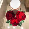 ABREEZE Rose Rug Toilet Mat Shaggy Rug Red Floral Mat Non-Slip Modern Carpet Washable Floor Mats for Bedroom/Sofa/Bathroom (3 Roses in Bloom, Red) view 3