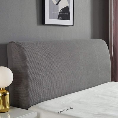 Dust-Proof Protective Cover Stretch Bed Headboard Slipcover Solid Color Dustproof Bed Head Protector Cover for Single Double King Beds (Color : Light Grey, Size : 1.2m)