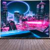 Aidatain Punk Cityscape Tapestry Neon City Nightscape Tapestry Sci-Fi Electronic Art Flannel Large Size 80x60 Inches Tapestries for Bedroom Living Room GTWHAT124 view 1