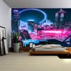 Aidatain Punk Cityscape Tapestry Neon City Nightscape Tapestry Sci-Fi Electronic Art Flannel Large Size 80x60 Inches Tapestries for Bedroom Living Room GTWHAT124 view 2