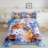 Feelyou Cat Full Size Comforter Set for Kid Boys Girls,Cartoon Kawaii Animals Toddler Bedding Set for Children Comforter Set Cat Lovers Animal Design Soft Quilt 3Pcs(1pc Comforter,2pc Pillowcase) view 1