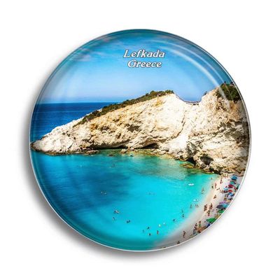 Fridge Magnet Greece Lefkada Glass Magnets for Refrigerator Souvenirs Cute Crystal Magnet Decor for Whiteboard Office Home Gift