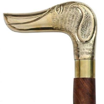 Vimal Nautical Walking Cane - Designer Dog Head Brass Handle Wooden Walking Stick - Handmade Walking Stick Cane for Elders