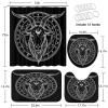 ArtSocket 4 Pcs Shower Curtain Set Goth Geometry Shapes Satan Retro Rock with Non-Slip Rugs Toilet Lid Cover and Bath Mat Bathroom Decor Set 72" x 72" Baphomet view 2